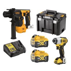 Set 2 masini DeWALT DCK2104P2T, cu 2 acumulatori XR 12V / 5.0 Ah si incarcator in valiza TSTAK