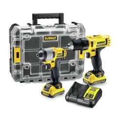 Set combo 2 scule DeWalt DCK211D2T: Masina de gaurit si insurubat cu acumulatoriDCD710, Masina de insurubat cu impact DCF815, 2 acumulatori 2 Ah, incarcator, valiza TSTAK