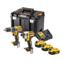 Set combo 2 scule DeWalt DCK266P3T 18 V: masina de gaurit cu percutie, DCD796, masina de insurubat cu impact DCF887, 3 acumulatori 18 V 5 Ah, incarcator, cutie TSTAK VI
