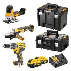 Set 3 masini DeWalt DCK329P2T, cu 2 acumulatori XR 18V / 5.0Ah si incarcator in valize TSTAK