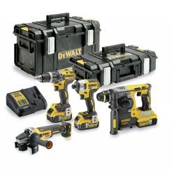 Set 4 masini DeWalt DCK422P3, cu 3 acumulatori XR 18V / 5.0Ah si incarcator in valize Tough System