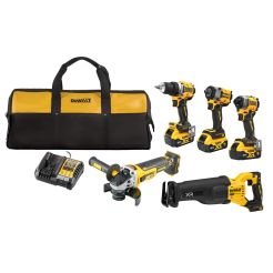 Set 5 unelte DeWALT DCK509P3, cu 3 acumulatori XR 18V / 5.0Ah, incarcator 4A, geanta textila