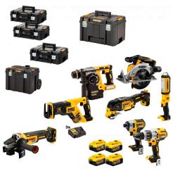 Set 8 masini DeWalt DCK853P4T, cu 4 acumulatori XR 18V / 5.0Ah si incarcator dublu in valize TSTAK