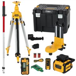 Nivela laser rotativ DeWalt DCLE15221GL, 18V, laser verde, 40 / 600 m, mira, trepied, valiza TSTAK