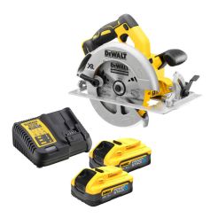 Fierastrau circular de mana DeWalt DCS570H2T, panza 184 mm, cu 2 acumulatori Powerstack 18V / 5.0Ah si incarcator in valiza TSTAK