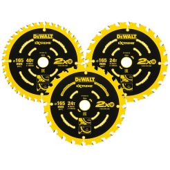 Set 3 discuri Dewalt DT10397 pentru fierastrau circular, D 165 x 20 x 1.65 mm, 24 / 40 dinti, seria Dewalt Extreme