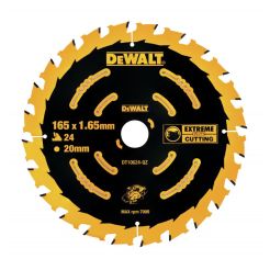 Disc Dewalt DT10624 pentru fierastrau circular, D 165x20x1.65 mm, 24 dinti, taiere universala in lemn, seria Extreme