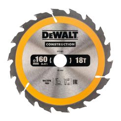 Disc Dewalt DT1931 pentru fierastrau circular, D 160x20x2.4 mm, 18 dinti, pentru taiere fina, seria Dewalt Construction