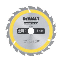 Disc Dewalt DT1933 pentru fierastrau circular, D 165x20x2.4 mm, 18 dinti, pentru taiere rapida, seria Dewalt Construction