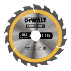 Disc Dewalt DT1941 pentru fierastrau circular, D 184x30x2.6 mm, 18 dinti, pentru taiere fina, seria Dewalt Construction