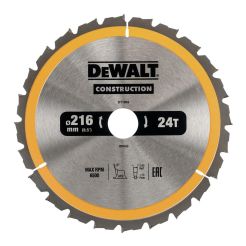 Disc Dewalt DT1952 pentru fierastrau circular, D 216x30x2.6 mm, 24 dinti, pentru taiere fina, seria Dewalt Construction