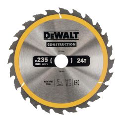 Disc Dewalt DT1954 pentru fierastrau circular, D 235x30x2.6 mm, 24 dinti, pentru taiere fina, seria Dewalt Construction