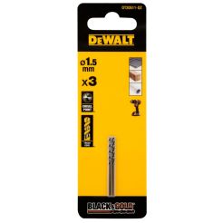 Burghiu Black&Gold pentru metal DeWALT DT20511, tip HSS, 1.5 x 18 x 40 mm, coada cilindrica, set 3 bucati