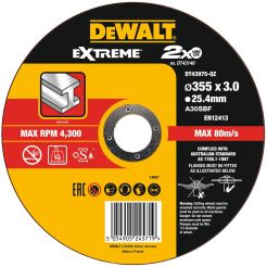 Disc abraziv DeWalt DT43975 pentru debitat otel, D 355 x 3.0 x 25.4 mm