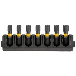 Set 7 biti FLEXTORQ, DeWALT DT70806, HEX mixt, 25 mm, cu un suport compatibil cu sistemul TOUGHCASE