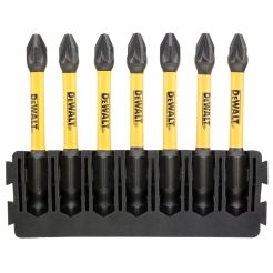Set 7 biti FLEXTORQ, DeWALT DT70821, PZ2, 57 mm, cu un suport compatibil cu sistemul TOUGHCASE