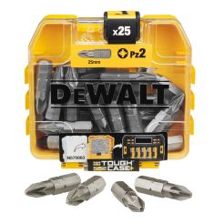 Set 25 biti High Performance DeWALT DT71521, PZ2, lungime 25 mm, in cutie plastic Tough Case