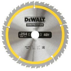 Disc Dewalt DT90249 pentru fierastrau circular, D 254x30x2.4 mm, 40 dinti, pentru taiere lemn cu cuie, seria Dewalt Construction