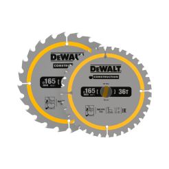 Set 2 discuri Dewalt DT90270 pentru fierastrau circular, D 165x 20 mm, 24 / 36 dinti, seria Dewalt Construction