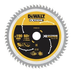Disc Dewalt DT99564 pentru fierastrau circular, D 190x30x1.38 mm, 60 dinti, pentru taiere extra-fina, seria Extreme Runtime