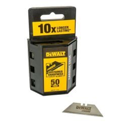 Lama trapez pentru cutter Dewalt DWHT8-11131, 62 x 19 mm, varfuri ascutite, muchie Carbide, set de 50 bucati