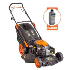 Masina de tuns gazonul pe benzina cu autotractiune Greenfield G-MTG530ARW-TX, 5.36 cp, 196 cmᶟ, 52.5 cm latime lucru, 7 trepte taiere, 70 l sac colector