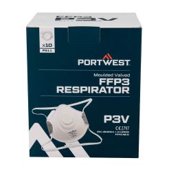 Masca cu valva de respiratie FFP3  (Pk10) Portwest model P311, culoare Alb, fit R