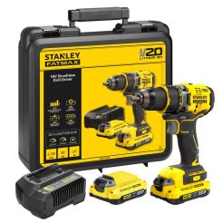 Masina de gaurit si insurubat Stanley Fatmax V20 SFMCD720D2K, maxim 80 Nm, cu 2 acumulatori 18V / 2.0 Ah, incarcator, valiza transport