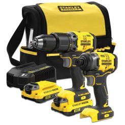 Set combinat 2 scule electrice Stanley Fatmax V20 SFMCK461D2S, 2 acumulatori 18 V / 2.0 Ah, incarcator 1,25 A, geanta textila
