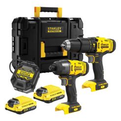Set combinat 2 scule electrice Stanley Fatmax V20 SFMCK465D2T, 2 acumulatori 18 V / 2.0 Ah, incarcator 1,25 A, valiza PRO-STACK™