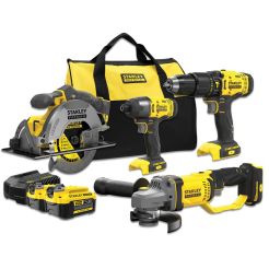 Set combinat 4 scule electrice Stanley Fatmax V20 SFMCK469M2, 2 acumulatori 18 V / 4.0 Ah, incarcator 2 A, geanta textila de transport