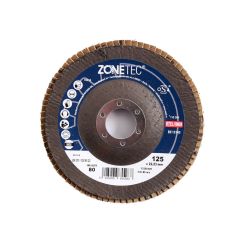 Disc lamelar premium Zonetec, ZA231I1258022, pentru slefuire otel/inox, 125X22.23MM, granulatie 80