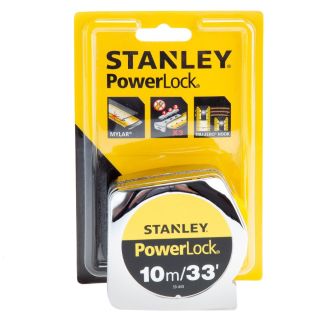 Ruleta PowerLock Stanley 0-33-443, 10 m/33 ft x 25 mm, sistem metric-imperial, clasa II, blister