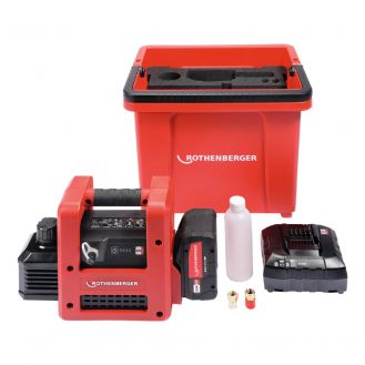 Pompa de vid in 2 trepte Rothenberger 1000003230, ROAIRVAC R32 2.0 CL, 57 l/min, 1 x 18 V / 8.0 Ah, cutie ROBUCKET