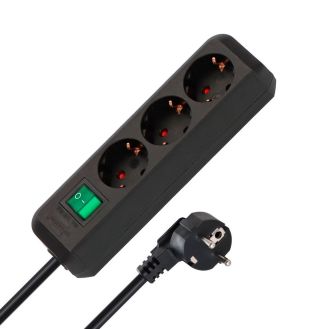 Prelungitor cu intrerupator Eco-Line Brennenstuhl 1152300015, 1.5 m, negru, 3x1.5 mmp, 3 posturi