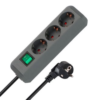 Prelungitor cu intrerupator Eco-Line Brennenstuhl 1152340015, 1.5 m, gri-argintiu, 3x1.5 mmp, 3 posturi