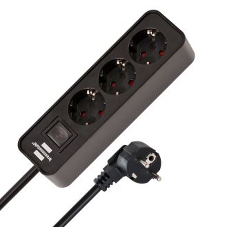 Prelungitor cu intrerupator Ecolor Brennenstuhl 1153230000, 1.5 m, negru, 3x1.5 mmp, 3 posturi