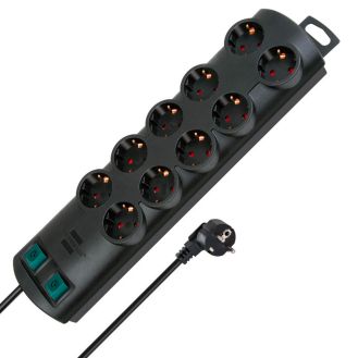 Prelungitor cu intrerupator Primera-Line Brennenstuhl 1153300120, 2.0 m, negru, 3x1.5 mmp, 10 posturi