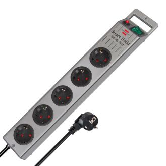 Prelungitor cu intrerupator Super-Solid-Line Brennenstuhl 1153340115, 2.5 m, argintiu, 3x1.5 mmp, 5 posturi