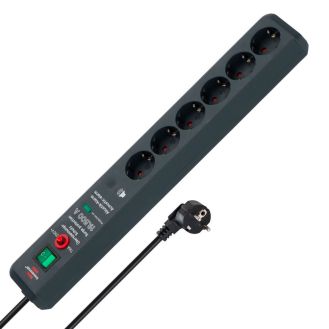 Prelungitor cu protectie la supratensiune Secure-Tec 19.500 A Brennenstuhl 1159540376, 3.0 m, antracit, 3x1.5 mmp, 6 posturi