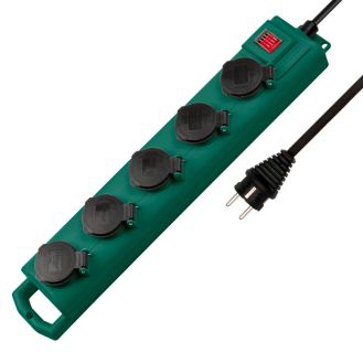 Prelungitor de exterior Super-Solid Brennenstuhl 1159910215, 5.0 m, verde, 3x1.5 mmp, 5 posturi, IP54