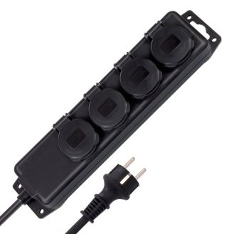 Prelungitor de exterior Brennenstuhl 1159960, 2.0 m, negru, 3x1.5 mmp, 4 posturi, IP44