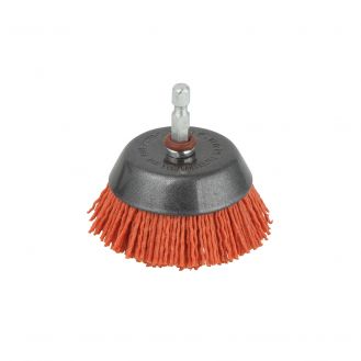 Perie Wolfcraft 1506000, tip oala, nylon rosu, D 65 mm, tija hexagonala 1/4