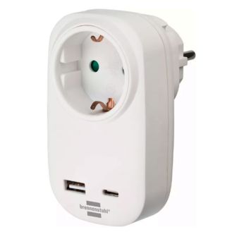Adaptor priza Brennenstuhl 1508210, 230 V, IP20, 1 post, 2 porturi incarcare USB