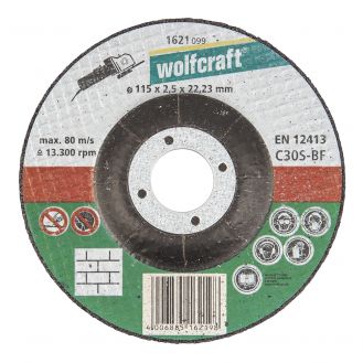 Disc de taiere abraziv Wolfcraft 1621099 pentru piatra, D 115x22.2x2.5 mm