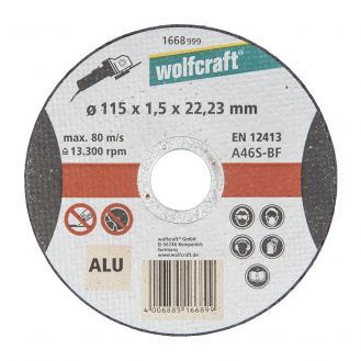 Disc abraziv Wolfcraft 1668999 pentru aluminiu, D 115x22.2x1.5 mm