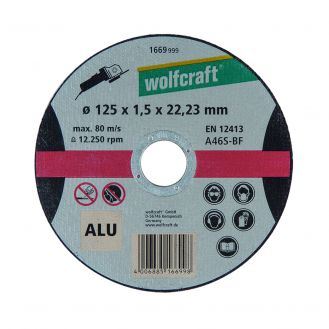 Disc abraziv Wolfcraft 1669999 pentru aluminiu, D 125x22.2x1.5 mm