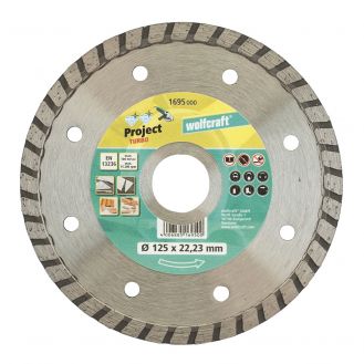 Disc diamantat Wolfcraft 1695000, Pro Turbo, sinterizat, margine/cant inchisa, D 125x22.2x7 mm