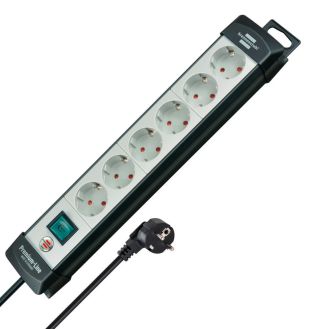 Prelungitor cu intrerupator Premium-Line Brennenstuhl 1951560101, 5.0 m, negru/gri-deschis, 3x1.5 mmp, 6 posturi