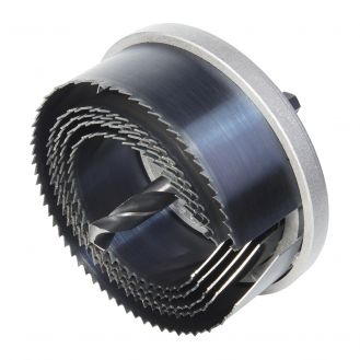 Set carote standard Wolfcraft 2162000, cu 5 carote cu diametre multiple: 60, 68, 74, 80, 95 mm, adancime de taiere 33 mm, tija hexagonala

